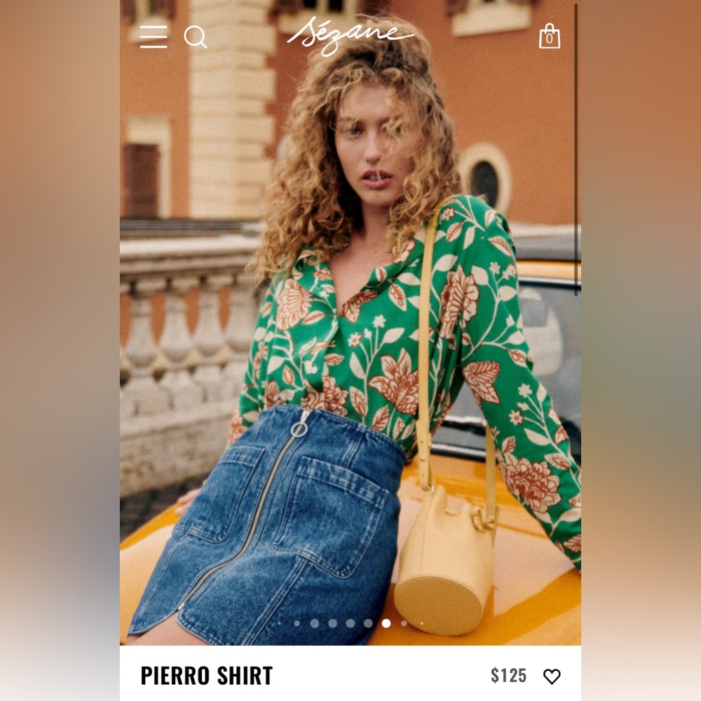 NWT Authentic Sezane Chemise Pierro Shirt Size 6 US 38 EU org. $125 Gemini Green